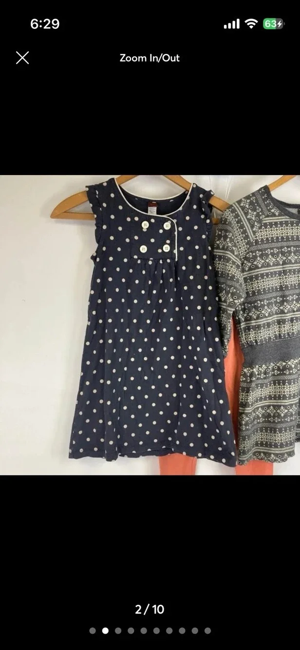 Tea Collection Sz 7 Girls Dresses & Lands End Leggings Lot Outfit Set 3pc Bundle